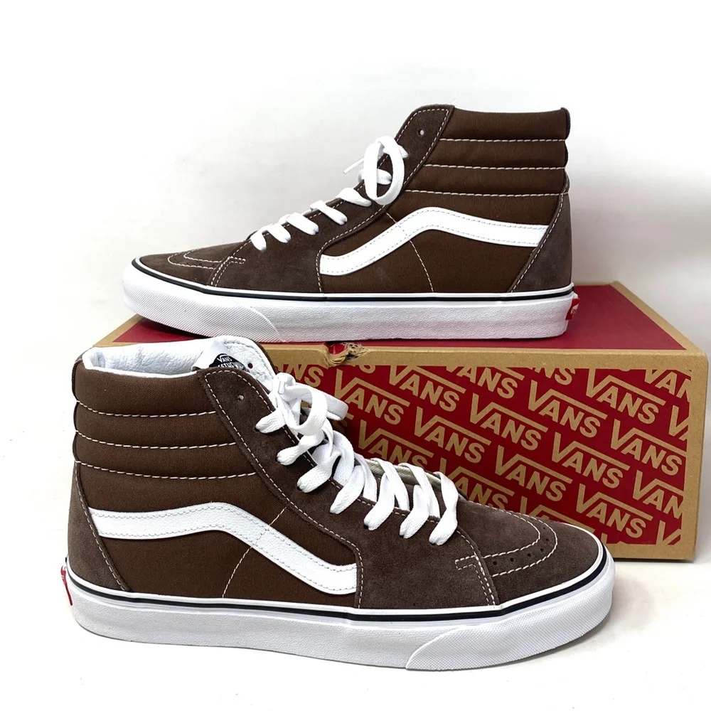 VANS Sk8-Hi Casual Shoe Suede Canvas Skate Sneaker Brown White Women VN0A5JMJ8EE - Picture 4 of 10